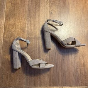 Suede block heels with straps